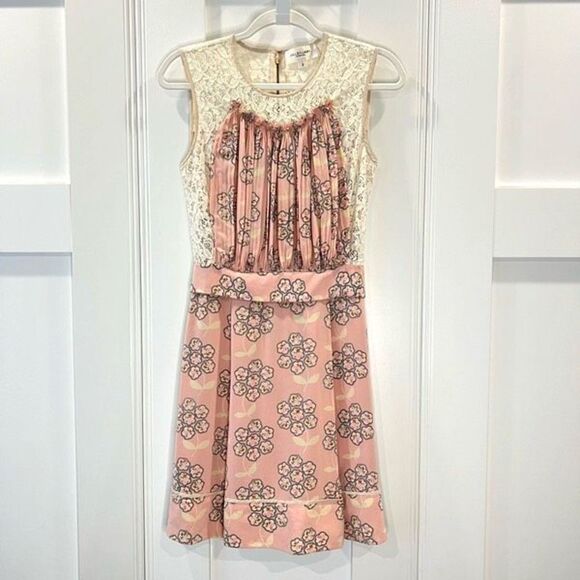 Jill Stuart Collection Size 2 Silk Lace Floral Dress Sleeveless Knee Length - Picture 1 of 14